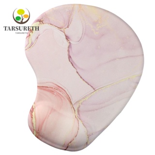 Tarsureth แผ่นรองเมาส์ ลายหินอ่อนน่ารัก กันลื่น สีชมพู สําหรับบรรเทาอาการปวดข้อมือ