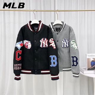 เสื้อแจ็กเก็ตเบสบอล ปักลายโลโก้ MLB NY 100% สําหรับผู้ชาย และผู้หญิง