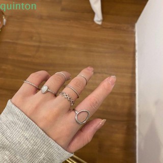 Quinton แหวนโลหะ ทรงเรขาคณิต สีทอง เครื่องประดับ สําหรับผู้หญิง เพื่อน ของขวัญ ปาร์ตี้