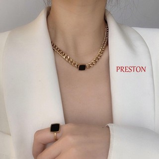 Preston สร้อยข้อมือ ผู้หญิง ทอง ที่มีเสน่ห์ อุตสาหกรรมหนัก สร้อยคอแฟชั่น สร้อยคอจี้ย้อนยุค