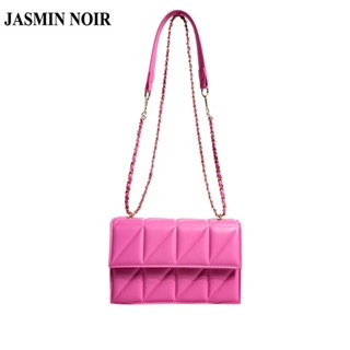 Jasmin NOIR กระเป๋าสะพายข้าง หนัง PU ลายสก๊อต แต่งสายโซ่ สําหรับผู้หญิง