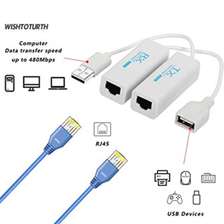 ☼Wt อะแดปเตอร์ขยาย USB 20 เป็น RJ45 ความเร็วสูง รองรับระยะไกล 200 เมตร สําหรับเมาส์อีเธอร์เน็ต LAN