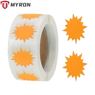 Myron ป้ายฉลากกระดาษ ลาย Starburst มีกาวในตัว สีส้ม ขนาด 1 นิ้ว DIY สําหรับสํานักงาน งานฝีมือ