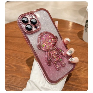 เคสไอโฟน 14 Pro max เคสไอโฟน11/12/13 กันกระแทก แต่งกลิตเตอร์ ไล่โทนสี พร้อมตัวป้องกันเลนส์ ลายนักบินอวกาศ สําหรับ  iPhone 14 Pro Max 14 Plus iPhone 13 Pro Max iPhone 12 Pro Max iPhone 15 Pro Max