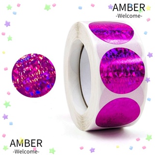 Amber สติกเกอร์ฉลาก ลายจุด สีแดงกุหลาบ มีกาวในตัว 1 นิ้ว สําหรับติดตกแต่งบ้าน