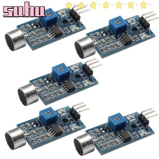 Suhuhd โมดูลเซนเซอร์ตรวจจับเสียง ความไวแสงสูง 5v DC ทนทาน สําหรับไมโครโฟน Arduino AVR PIC 5 ชิ้น