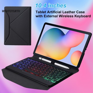 ☼Wt คีย์บอร์ดแท็บเล็ต หนังเทียม บลูทูธ 30 Type-C ถอดออกได้ สําหรับ Samsung Tab S6 Lite 104 นิ้ว P610 P615 2020