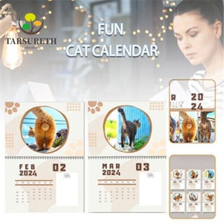 Tarsureth 2024 ปฏิทินกระดาษ รูปแมว สําหรับตกแต่งผนังบ้าน