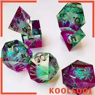 [Koolsoo1] ลูกเต๋าเรซิ่น D8 D10 D% D12 D20 สีฟ้า สําหรับความสวยงาม