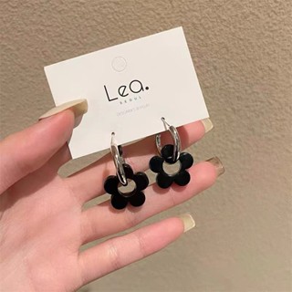 Ouyang Nana ต่างหูเรซิ่น ลายดอกไม้ สีดํา สไตล์เกาหลี ญี่ปุ่น สําหรับนักเรียน