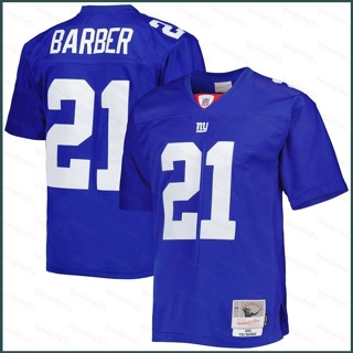 เสื้อยืดกีฬาแขนสั้น ลายทีมชาติฟุตบอล New York Giants Tiki Barber Legacy Replica SY3 NFL พลัสไซซ์ YS3