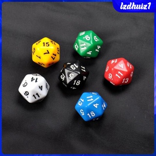 [Lzdhuiz1] ลูกเต๋าเล่นเกม D20 RPG หกสีทึบแสง 1# 6 ชิ้น