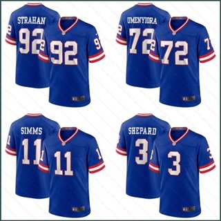 เสื้อยืดกีฬาแขนสั้น ลายทีมชาติฟุตบอล New York Giants SY3 NFL Umenyiora Strahan Shepard Simms พลัสไซซ์ YS3