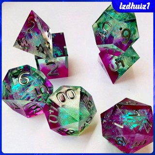 [Lzdhuiz1] ลูกเต๋าเรซิ่น D8 D10 D% D12 D20 สีฟ้า สําหรับความสวยงาม