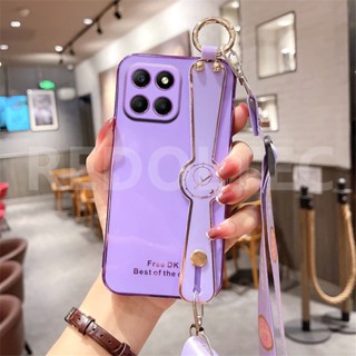 เคสโทรศัพท์มือถือ ชุบไฟฟ้า พร้อมสายคล้องไหล่ และสายคล้องยาว สําหรับ Honor X8A X9A X7A