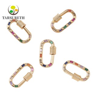 Tarsureth ตะขอคาราบิเนอร์ ทองเหลือง ทรงวงรี ชุบทอง หลากสี สําหรับงานฝีมือ 5 ชิ้น