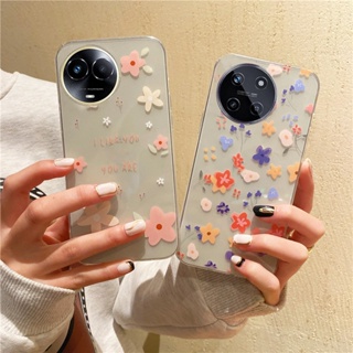 เคสโทรศัพท์มือถือ ซิลิคอน TPU นิ่ม แบบใส ปิดด้านหลัง ลายดอกไม้ สไตล์โรแมนติก สําหรับ Realme 11 NFC C51 11 C51 4G 2023