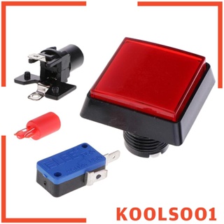 [Koolsoo1] ปุ่มกดเกมอาร์เคด ทรงสี่เหลี่ยมผืนผ้า พร้อมไฟ Led 12V ขนาด 5x5 ซม.