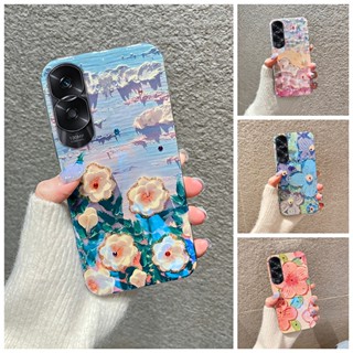 ใหม่ เคสโทรศัพท์ ซิลิโคนนิ่ม ป้องกัน ลายภาพวาดสีน้ํามัน รูปดอกไม้ สําหรับ HONOR 90 Lite 5G INS