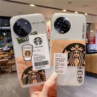 เคสโทรศัพท์มือถือ ซิลิก้าเจลนิ่ม แบบใส ลายฉลาก Starbucks Goddess สร้างสรรค์ สําหรับ Realme 11 NFC C51 Realme11 RealmeC51 4G 2023