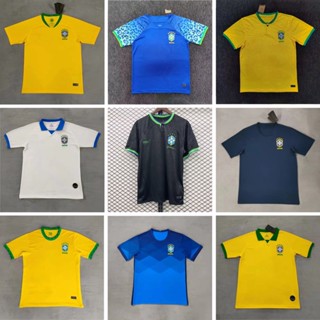 เสื้อกีฬาแขนสั้น ลายทีมชาติฟุตบอล Brazil Jersey Thai Version 2022 สําหรับผู้ชาย