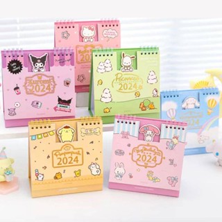 Sanrio ปฏิทินตั้งโต๊ะ ปี 2024 ลายอนิเมะ Cinnamoroll Pochacco kuromi Pom Pom Purin Mymelody สําหรับเด็ก