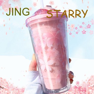 Starry แก้วน้ํา มีฉนวนกันความร้อน พร้อมฝาปิด และหลอดดูด 480 มล. สองชั้น ไร้ BPA สําหรับเดินทาง