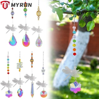 Myron โมบายกระดิ่งลมคริสตัล ปริซึมบอล สีรุ้ง ขนาดพกพา สําหรับแขวนตกแต่งหน้าต่างรถยนต์