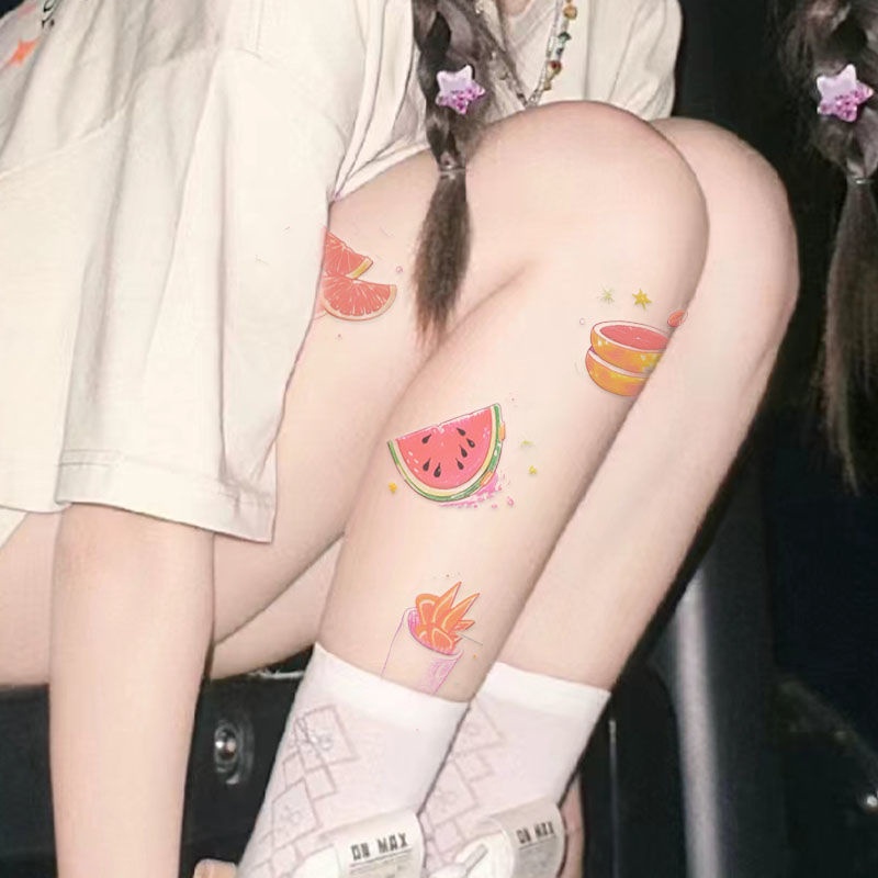 สติกเกอร์รอยสักชั่วคราว ลายผลไม้น่ารัก กันน้ํา 7 วัน รูปที่ 8