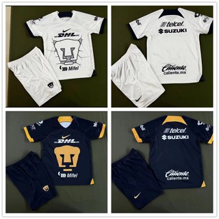 เสื้อกีฬาแขนสั้น ลายทีมชาติฟุตบอล Pumas UNAM Mexico Home and Away 2023 2024 ชุดเหย้า สําหรับเด็ก และผู้ใหญ่