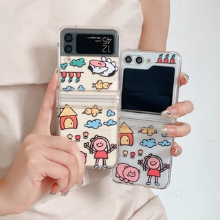 เคสโทรศัพท์มือถือแบบแข็ง กันกระแทก ลายการ์ตูนหมูน่ารัก สําหรับ Samsung Galaxy Z Flip5 3in1 Z Flip 3 Flip 4 Oppo Find N2