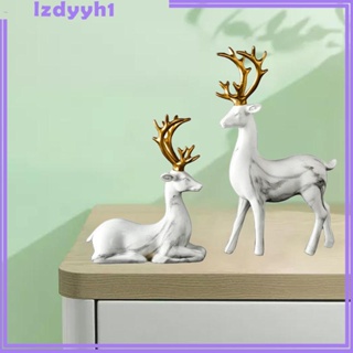 [JoyDIY] ฟิกเกอร์เรซิ่น รูปปั้นกวางเอลก์ สําหรับตกแต่งบ้าน 1 คู่