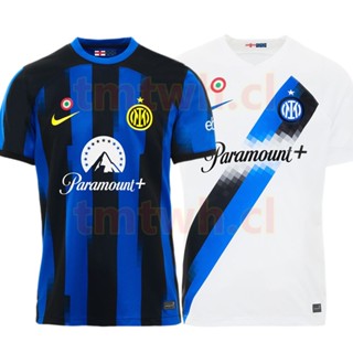 เสื้อเชิ้ต ลายทีมชาติฟุตบอล Inter Milan Home Away สีฟ้า สีขาว สําหรับผู้ชาย และผู้ใหญ่ 2023