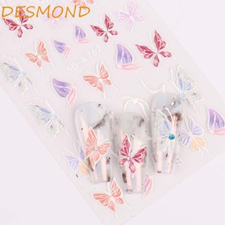 Desmond สติกเกอร์ ลายผีเสื้อ ตัวอักษรภาษาอังกฤษ 5D สําหรับตกแต่งเล็บ DIY