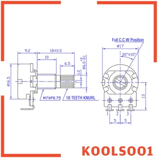 [Koolsoo1] โพเทนชิโอมิเตอร์ควบคุมระดับเสียงเพลายาว 18 มม. สําหรับไฟฟ้า 4 ชิ้น