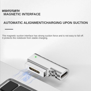 ☼Wt อะแดปเตอร์แปลงแม่เหล็ก Type-C PD 100W ไฟแสดงสถานะ LED USB C ตัวเมีย เป็นพอร์ตชาร์จแม่เหล็ก อุปกรณ์เสริมคอมพิวเตอร์