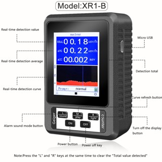 เครื่องตรวจจับรังสียูวี XR1 BR-9B หน้าจอสี วัดปริมาณส่วนบุคคล หินอ่อน เบต้า แกมมา X-ray