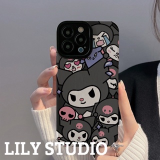 SANRIO เคสโทรศัพท์มือถือหนัง ผิวด้าน ลายซานริโอ้ คุโรมิน่ารัก สําหรับ IPhone 11 14 Pro Max 13 Pro Max 12 IPhone X XS XR XS Max IPhone 7 8 Plus