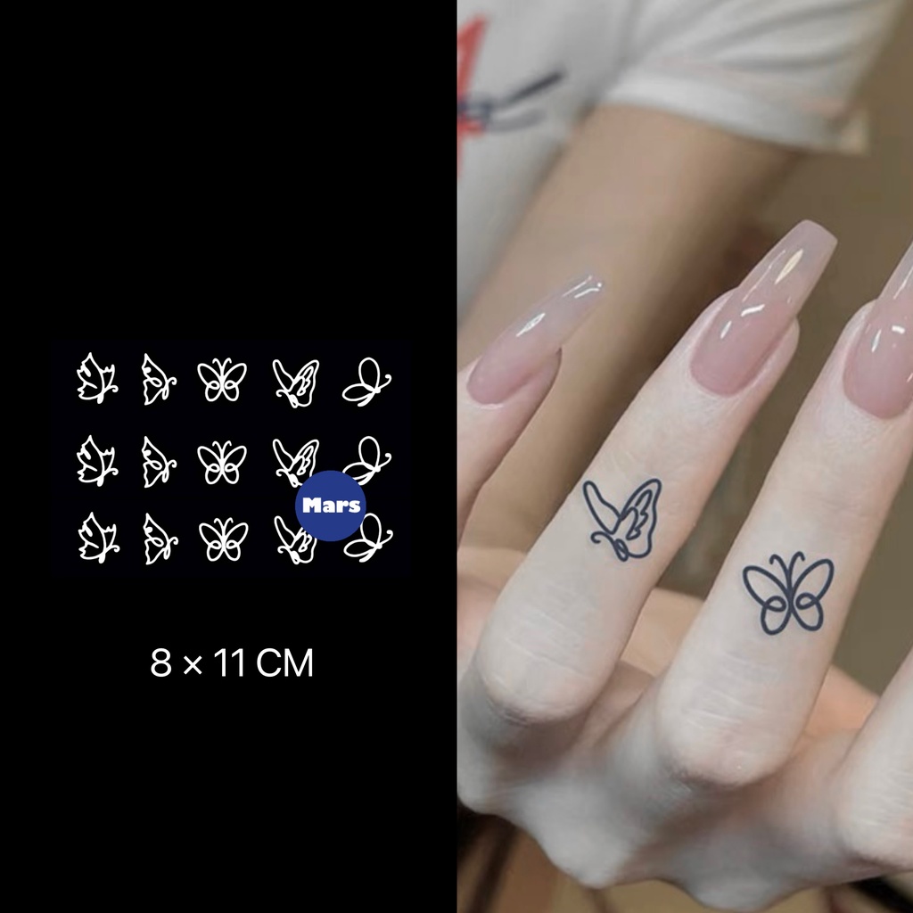 【Mars Tattoo】ใหม่ สติกเกอร์รอยสักชั่วคราว ลายผีเสื้อ กึ่งถาวร ผีเสื้อ สไตล์เกาหลี ติดทนนาน 2 สัปดาห์ X053