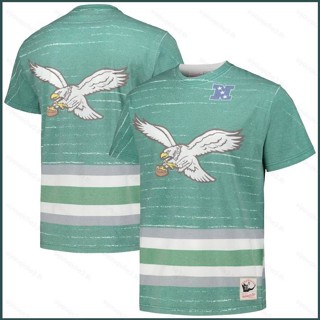 Sy3 NFL เสื้อยืดลําลอง แขนสั้น พิมพ์ลาย Philadelphia Eagles Fans Mitchell &amp; Ness พลัสไซซ์ YS3