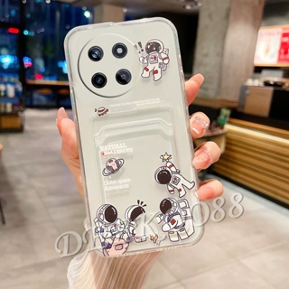 เคสโทรศัพท์มือถือ แบบนิ่ม ลายนักบินอวกาศ มีช่องใส่บัตร สําหรับ Realme C51 C53 C55 NFC 11 10 Pro Pro+ Plus 10T Coca-Cola Edition 5G 4G 2023