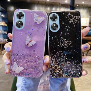 พร้อมส่ง ใหม่ เคสโทรศัพท์มือถือ TPU ใส แบบนิ่ม ลายผีเสื้อ ประดับเลื่อม สําหรับ Oppo A58 4G Oppo A78 NFC 4G A58 2023