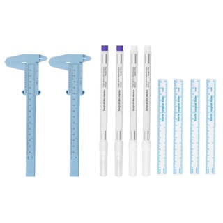 10pcs/set Plastic Scale Makeup Permanent Sliding Vernier Caliper For Microblading Position Mapping Eyebrow Ruler