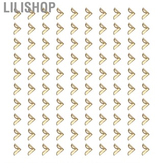 Lilishop 100Pcs Photo Corners Notebook Book Album Tin Metal Yellow Corner Protector