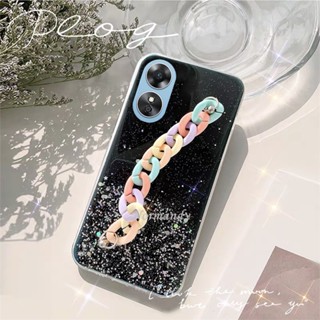 ใหม่ เคสโทรศัพท์มือถือแบบนิ่ม TPU ใส กันกระแทก พร้อมสายคล้องข้อมือ สีรุ้ง สําหรับ Oppo A58 4G Oppo A78 NFC 4G 2023