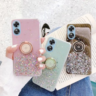 พร้อมส่ง เคสป้องกันโทรศัพท์มือถือ TPU แบบนิ่ม ลายเกล็ดหิมะ ประดับกลิตเตอร์ และฟอยล์สีทอง สําหรับ OPPO A58 A78 NFC 4G 2023 A58