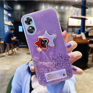 พร้อมส่ง ใหม่ เคสโทรศัพท์มือถือ ซิลิโคนนิ่ม TPU ใส ลายกลิตเตอร์ดาวห้าแฉก ระยิบระยับ แฟชั่น สําหรับ Oppo A58 4G Oppo A78 NFC 4G 2023 OPPOA58