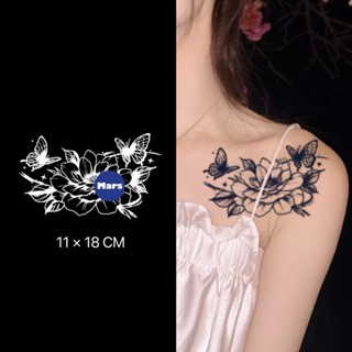 【Mars Tattoo】ใหม่ สติกเกอร์รอยสักชั่วคราว ลายดอกไม้ ผีเสื้อ แมว 2 สัปดาห์ ติดทนนาน D234