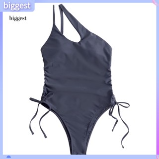 Bgt Monokini ชุดว่ายน้ํา เปิดไหล่ข้างเดียว สีพื้น ทนต่อการสึกหรอ แฟชั่นฤดูร้อน สําหรับชายหาด