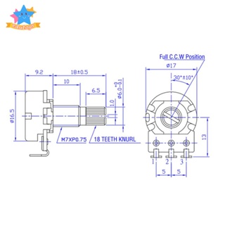 [Edstars] โพเทนชิโอมิเตอร์ควบคุมระดับเสียง เพลายาว 18 มม. สําหรับไฟฟ้า 4 ชิ้น